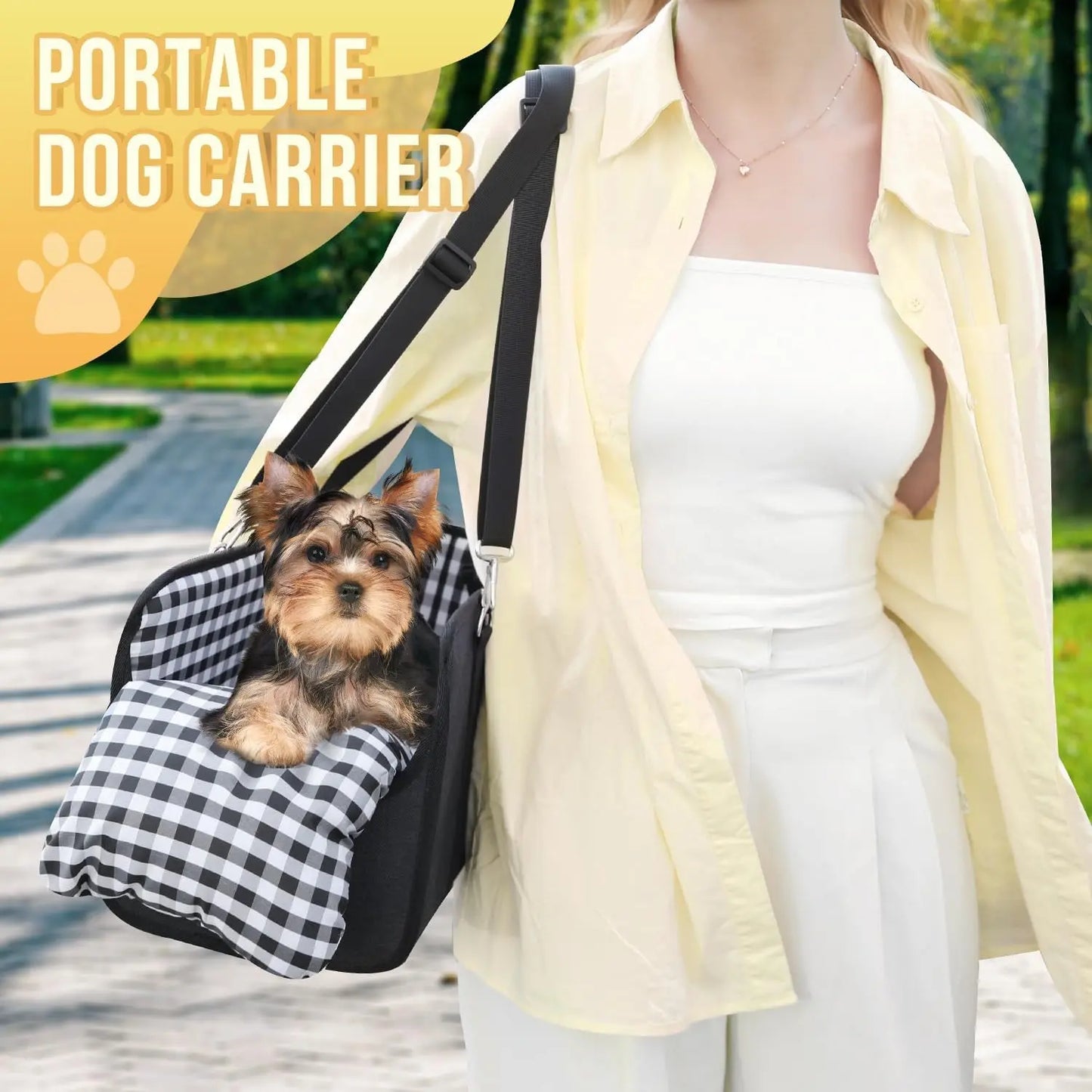 Console Dog Car Seat for Small Dogs, Anti-Slip Booster with Safety Strap