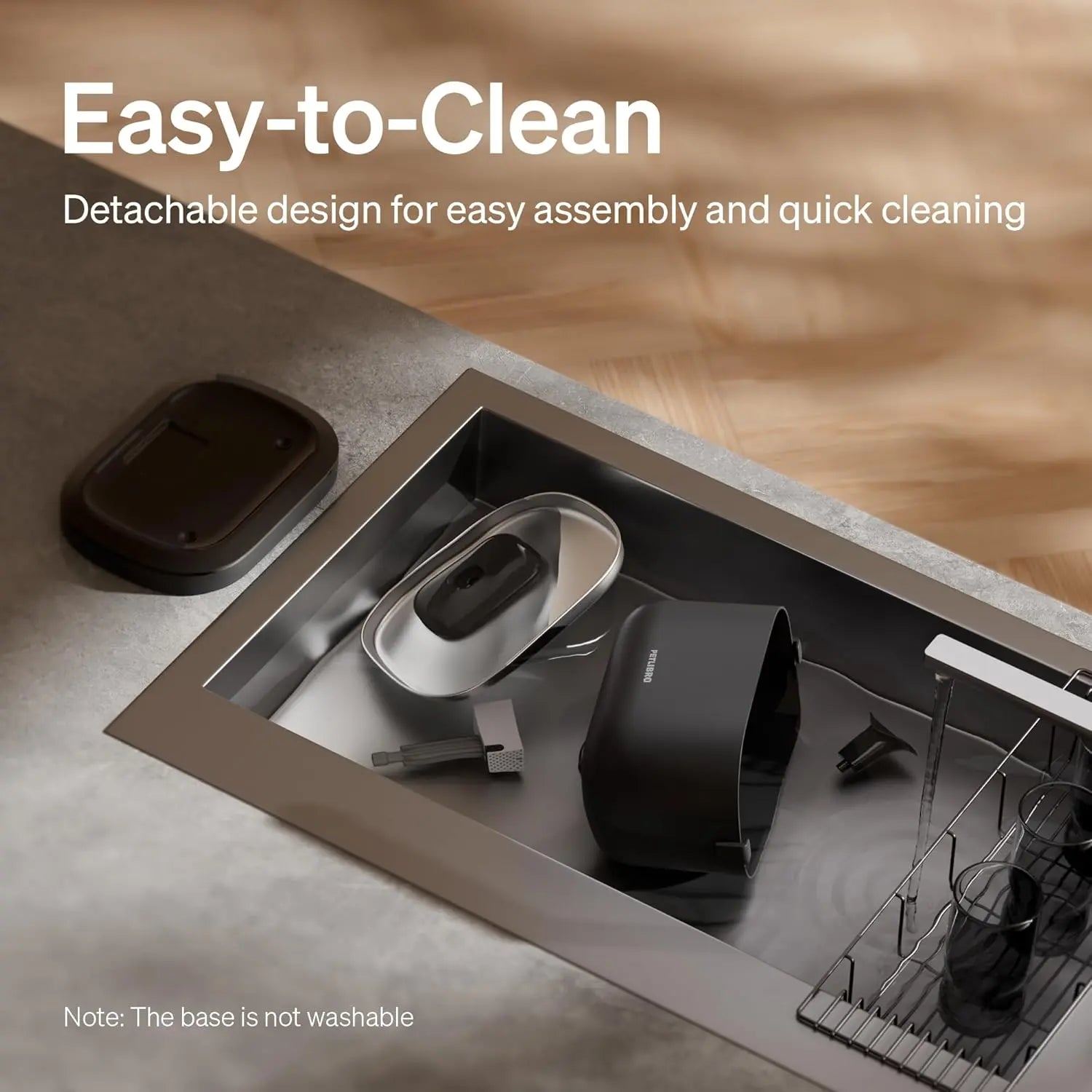 Cordless Cat Water Fountain, Battery Operated, BPA-Free with Stainless Steel Tray, Easy Clean Pet Drinking Fountain