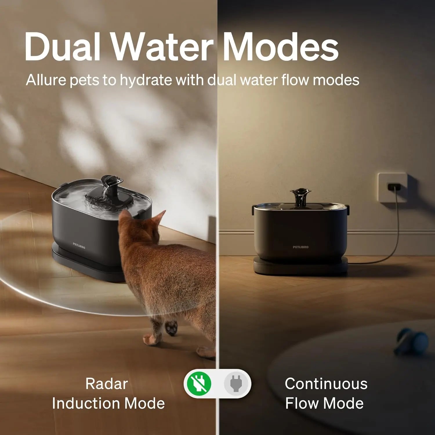 Cordless Cat Water Fountain, Battery Operated, BPA-Free with Stainless Steel Tray, Easy Clean Pet Drinking Fountain