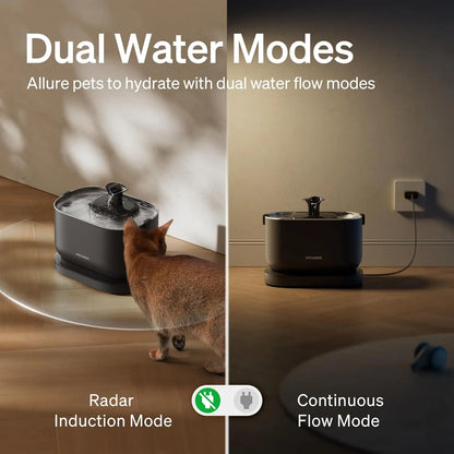 Cordless Cat Water Fountain, Battery Operated, BPA-Free with Stainless Steel Tray, Easy Clean Pet Drinking Fountain