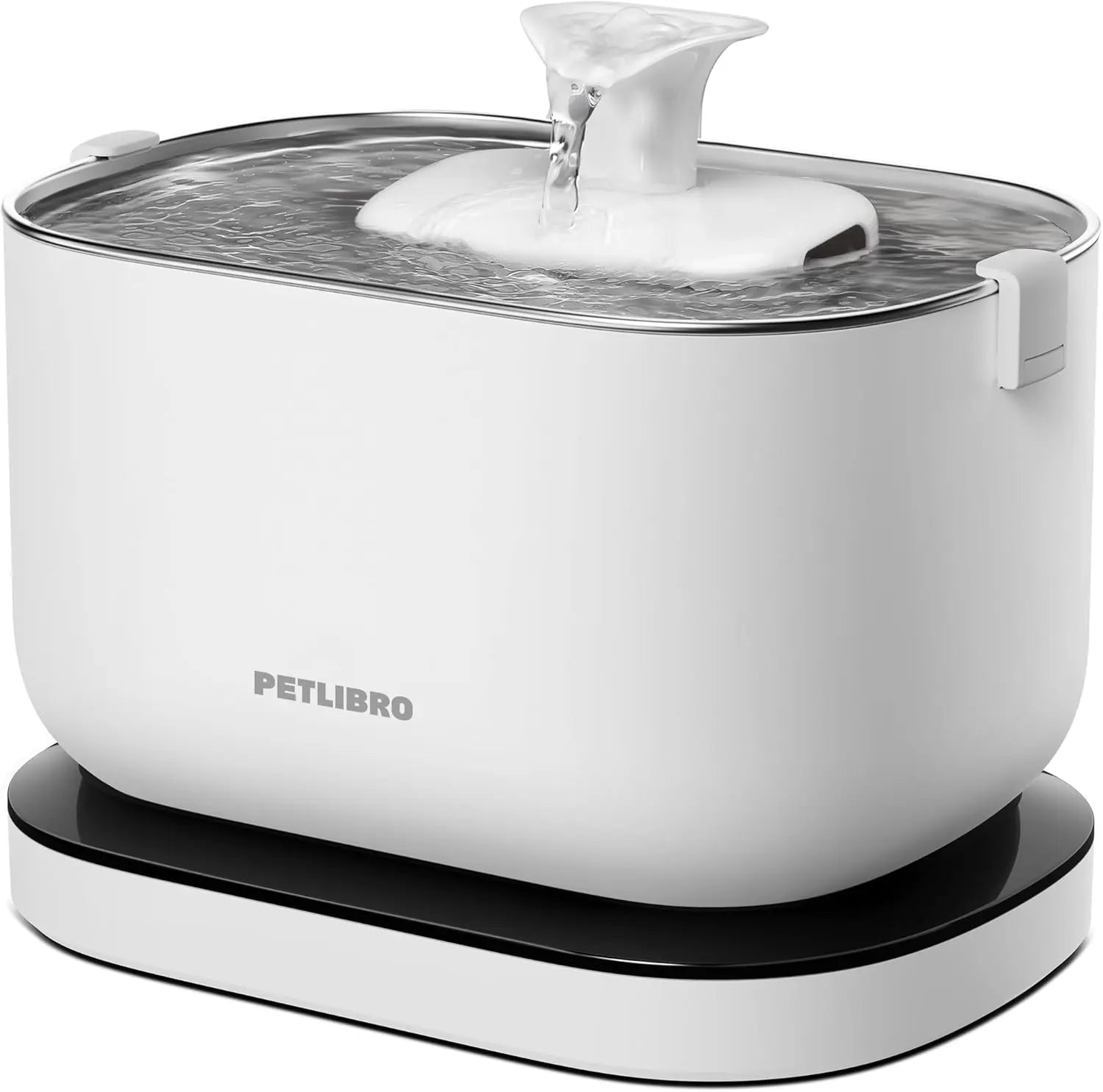 Cordless Cat Water Fountain, Battery Operated, BPA-Free with Stainless Steel Tray, Easy Clean Pet Drinking Fountain White Cordless