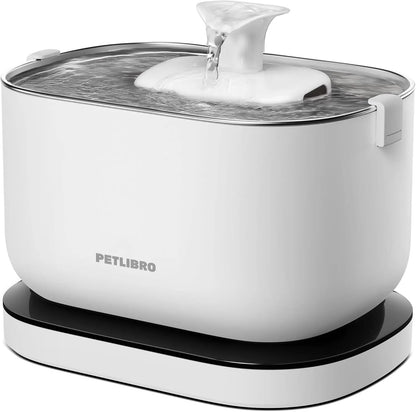 Cordless Cat Water Fountain, Battery Operated, BPA-Free with Stainless Steel Tray, Easy Clean Pet Drinking Fountain White Cordless