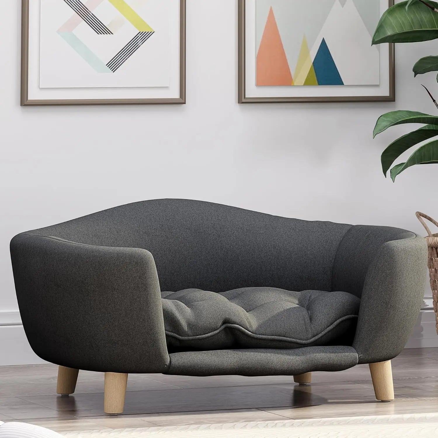 Corduroy Elevated Dog Sofa Bed with Wood Legs | Modern Living Suite