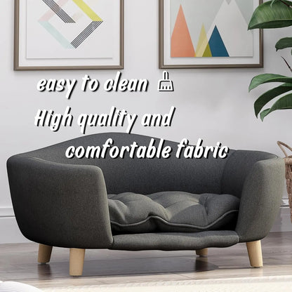 Corduroy Elevated Dog Sofa Bed with Wood Legs | Modern Living Suite