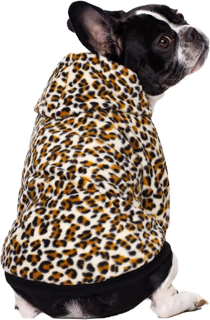 Cozy Dog Hoodie – Fleece Sweatshirt with Pockets for Small Dogs & Cats (XS-XXL) Leopard M