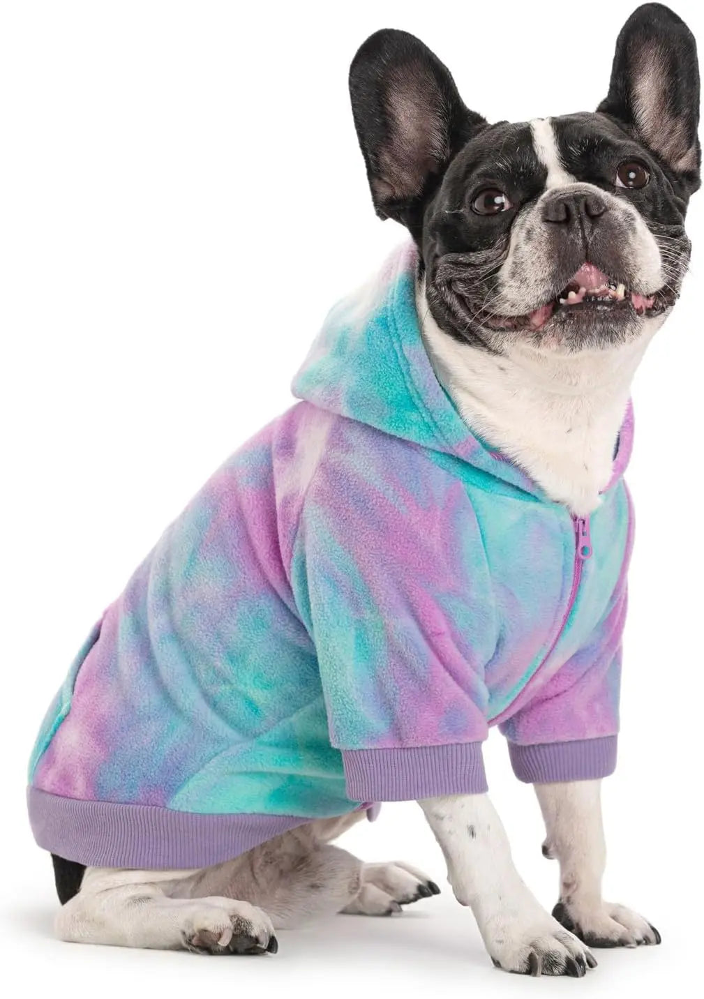 Cozy Dog Hoodie – Fleece Sweatshirt with Pockets for Small Dogs & Cats (XS-XXL) Purple +Green