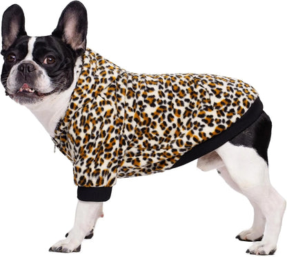 Cozy Dog Hoodie – Fleece Sweatshirt with Pockets for Small Dogs & Cats (XS-XXL) Leopard