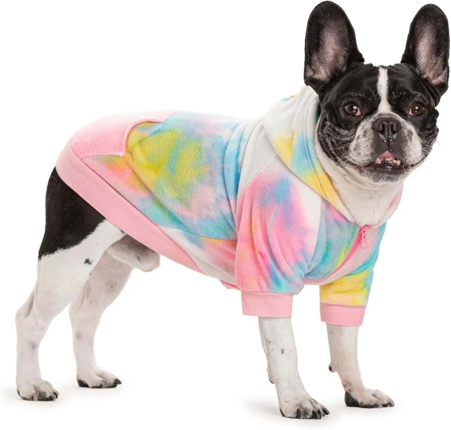 Cozy Dog Hoodie – Fleece Sweatshirt with Pockets for Small Dogs & Cats (XS-XXL) Pink+White M