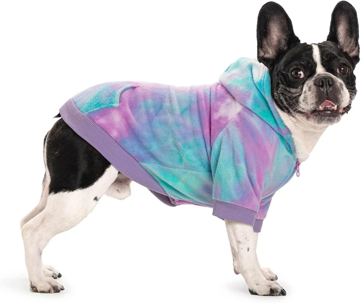 Cozy Dog Hoodie – Fleece Sweatshirt with Pockets for Small Dogs & Cats (XS-XXL) Purple +Green L
