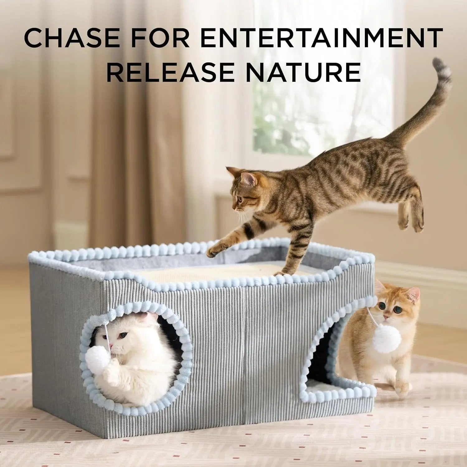 Cat Scratcher House with Removable Sisal Top, Foldable Cat Furniture