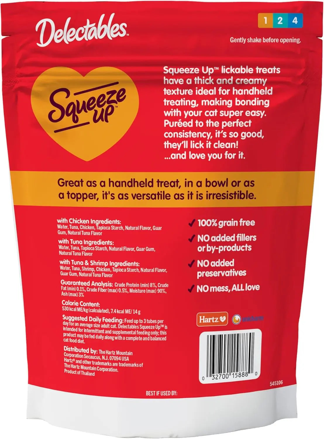 Delectables Squeeze Up Cat Treats Variety Pack, Creamy Puree Tubes