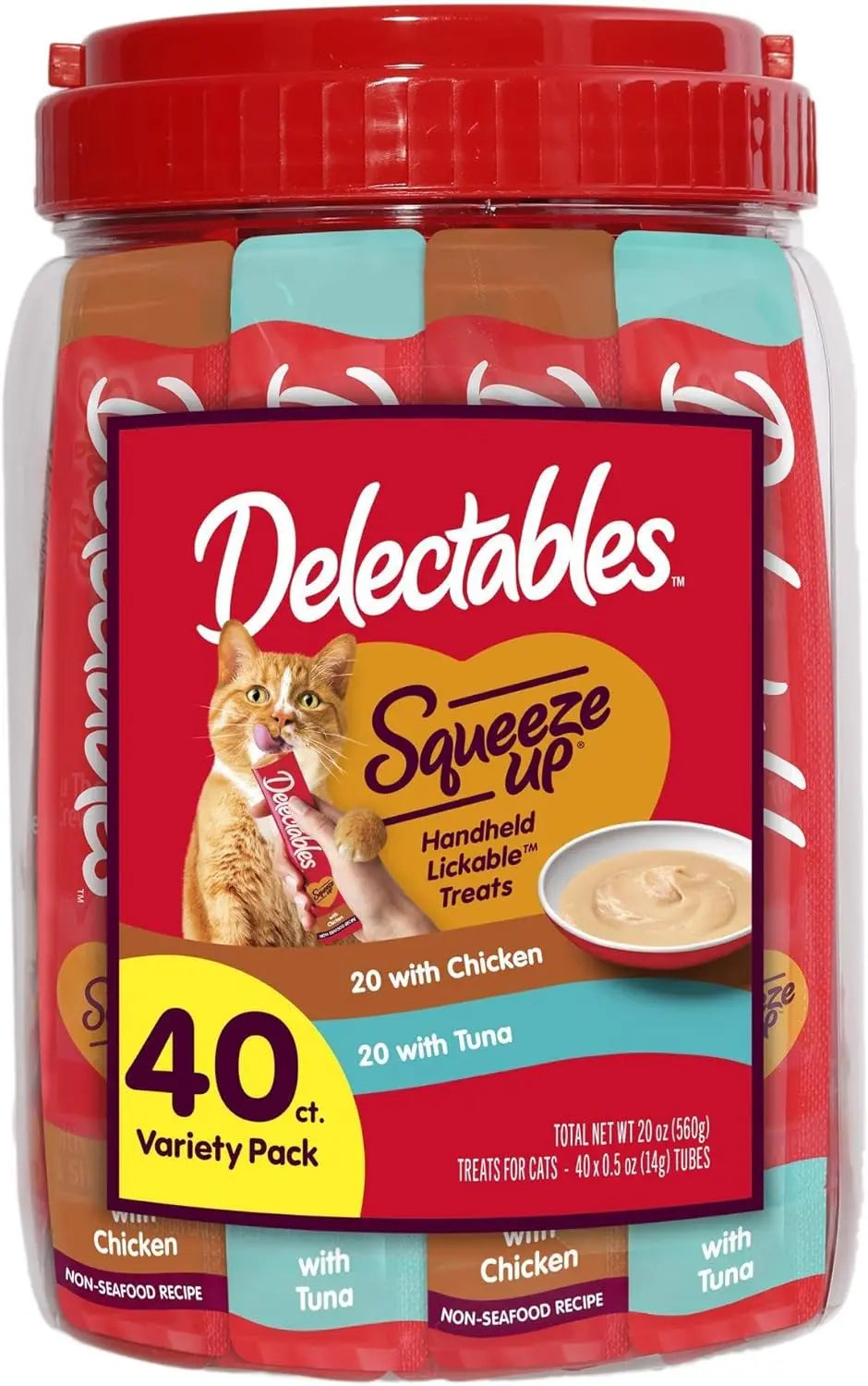 Delectables Squeeze Up Cat Treats Variety Pack, Creamy Puree Tubes