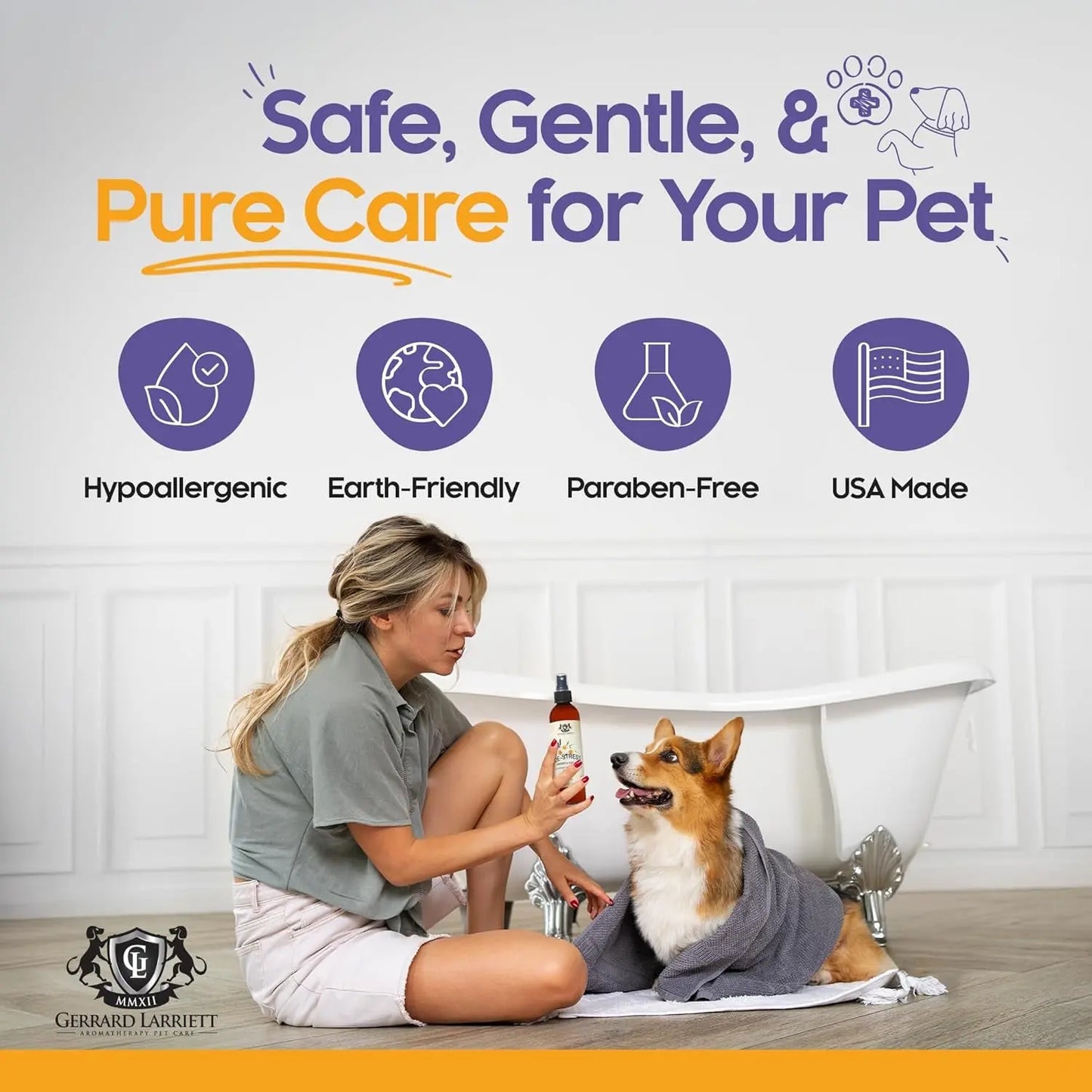 Destress Chamomile & Lavender Dog & Cat Perfume Spray 8oz – Calming Deodorizer