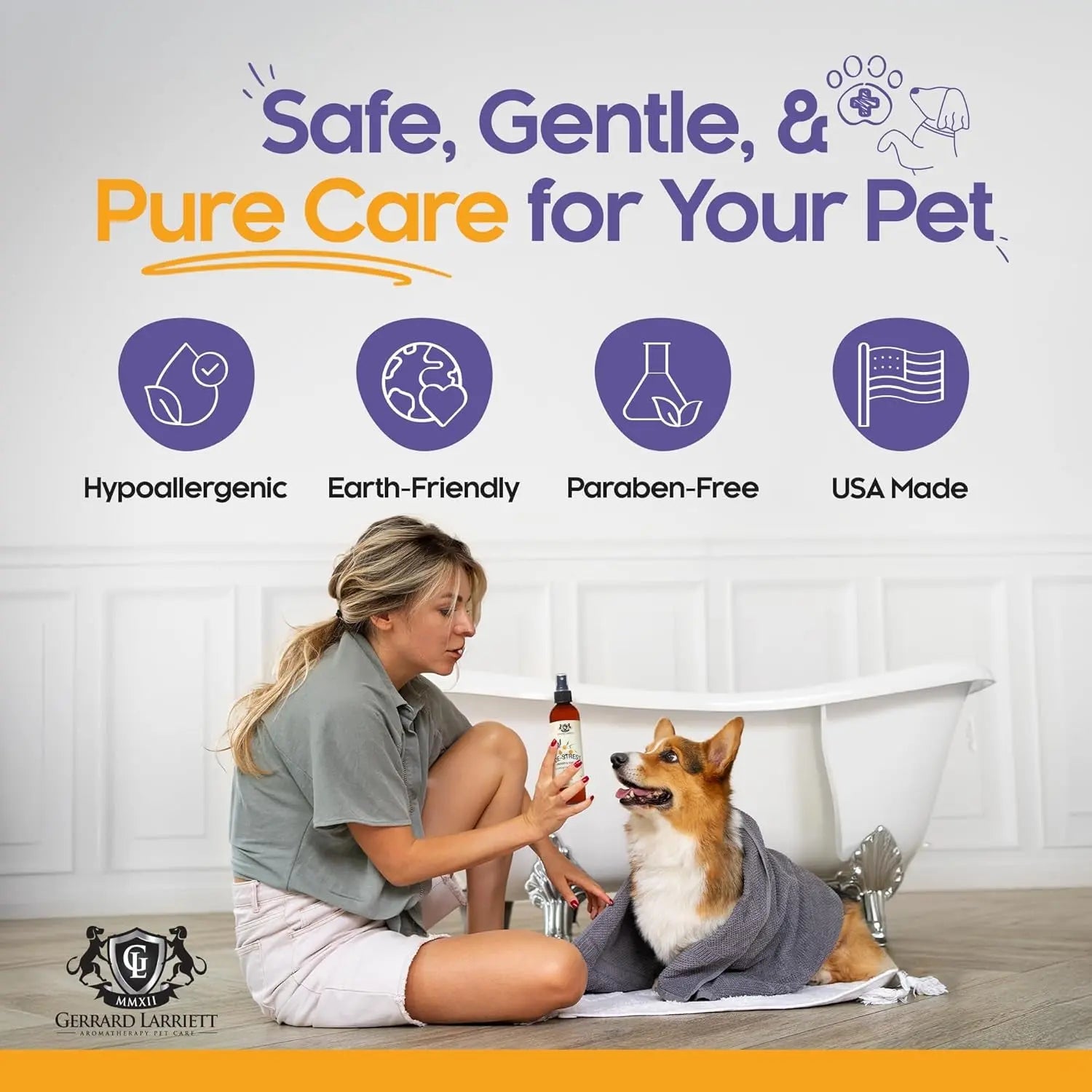 Destress Chamomile & Lavender Dog & Cat Perfume Spray 8oz – Calming Deodorizer
