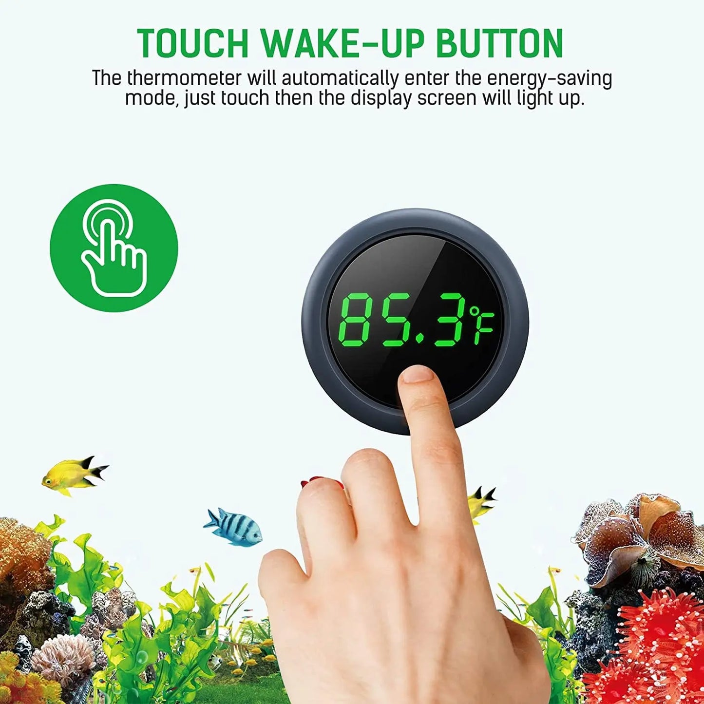 Digital Aquarium Thermometer LED Display ±0.9°F Stick-On Fish Tank Gauge