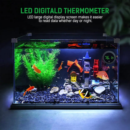 Digital Aquarium Thermometer LED Display ±0.9°F Stick-On Fish Tank Gauge