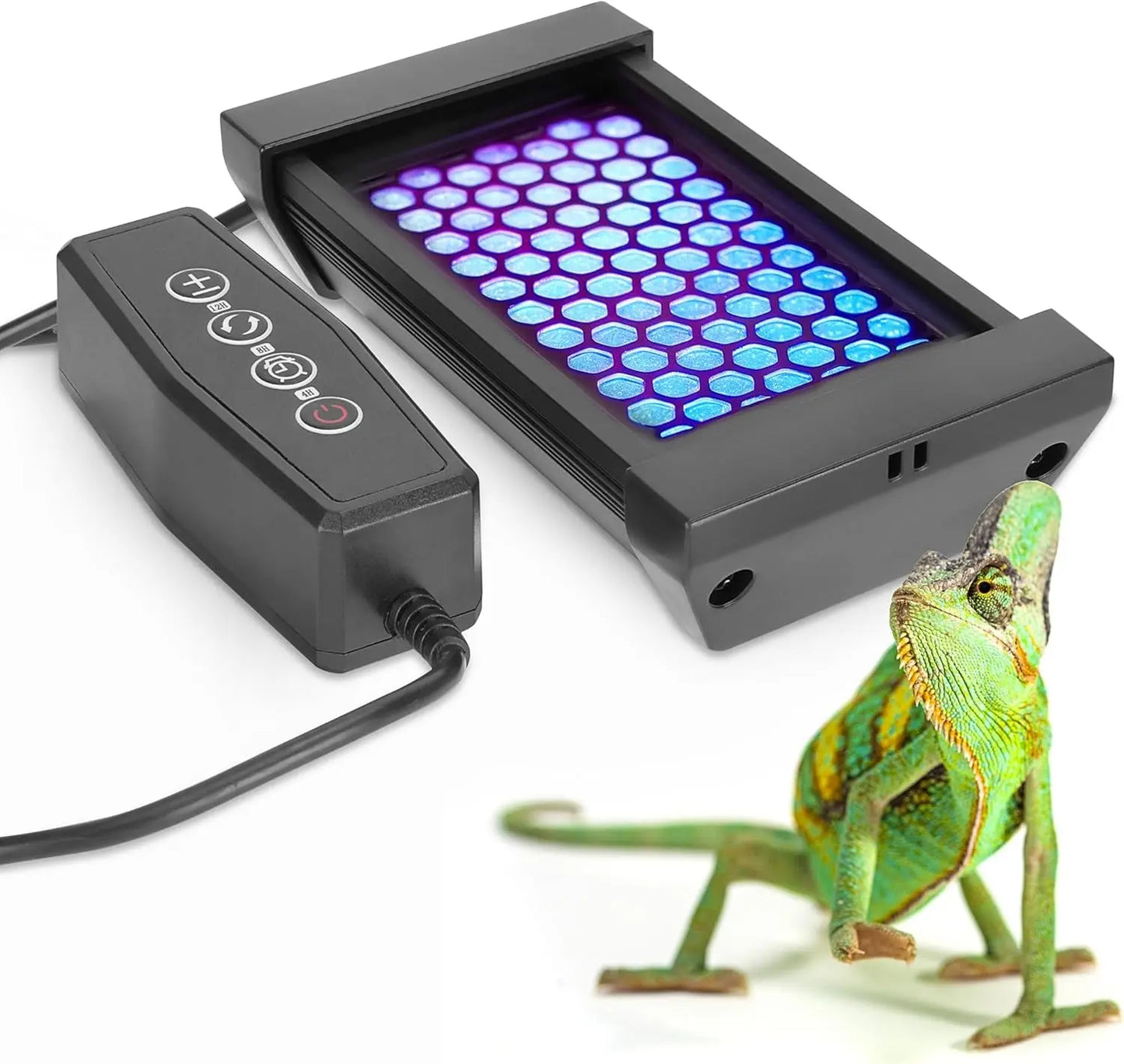 Dimmable LED Reptile UVB Lamp – 12W Long-Life Light w/ Timer & Cycles 5Inch