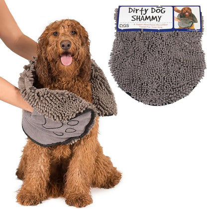 Dirty Dog Shammy Microfiber Pet Towel – Fast Drying, Super Absorbent, Washable Grey