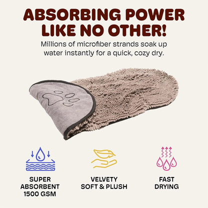 Dirty Dog Shammy Microfiber Pet Towel – Fast Drying, Super Absorbent, Washable