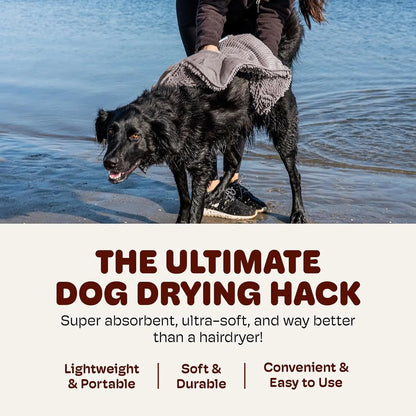 Dirty Dog Shammy Microfiber Pet Towel – Fast Drying, Super Absorbent, Washable