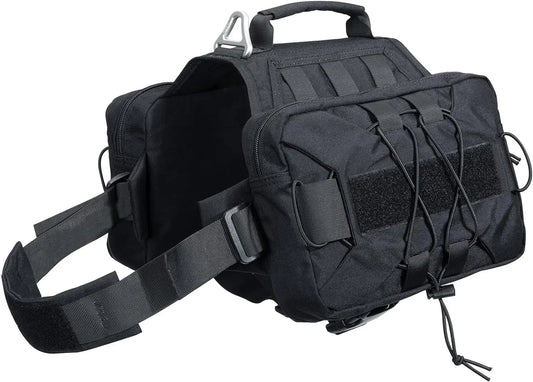 Dog Backpack Tactical Saddle Bag 900D Nylon Hiking Camping Pack Large Dogs Black