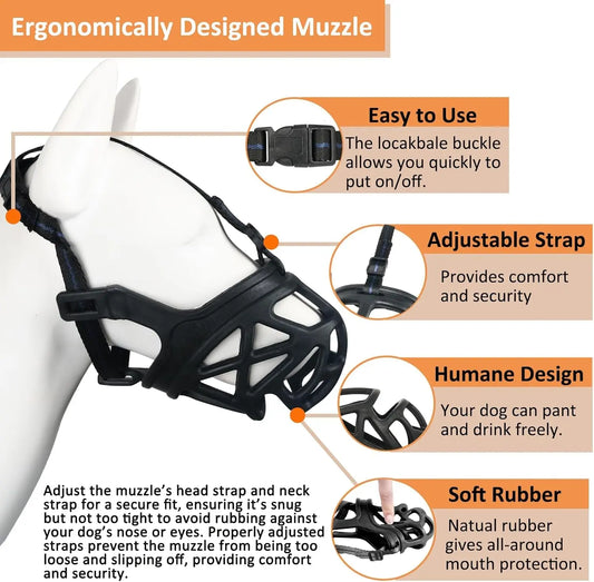 Dog Basket Muzzle Adjustable Humane Anti-Bite Training Muzzle for Dogs