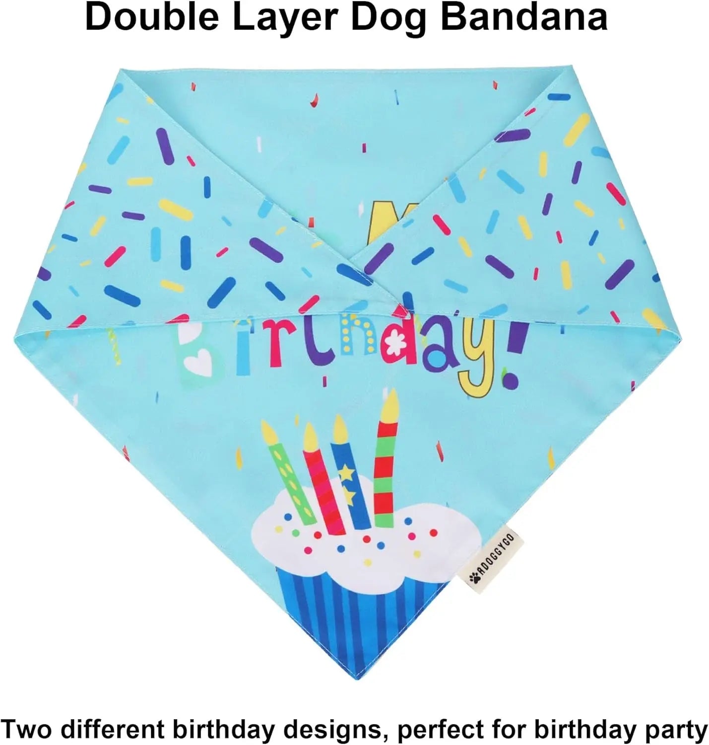 Dog Birthday Bandana, Party Hat & Bow Tie Set for Small- Large Dogs