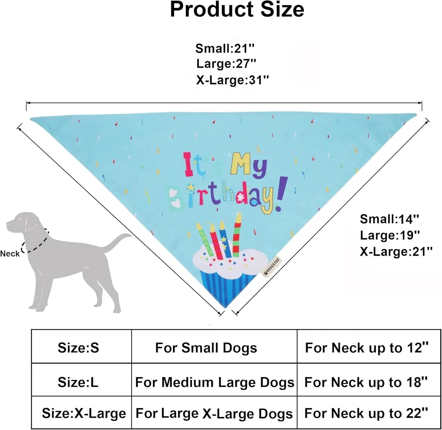 Dog Birthday Bandana, Party Hat & Bow Tie Set for Small- Large Dogs