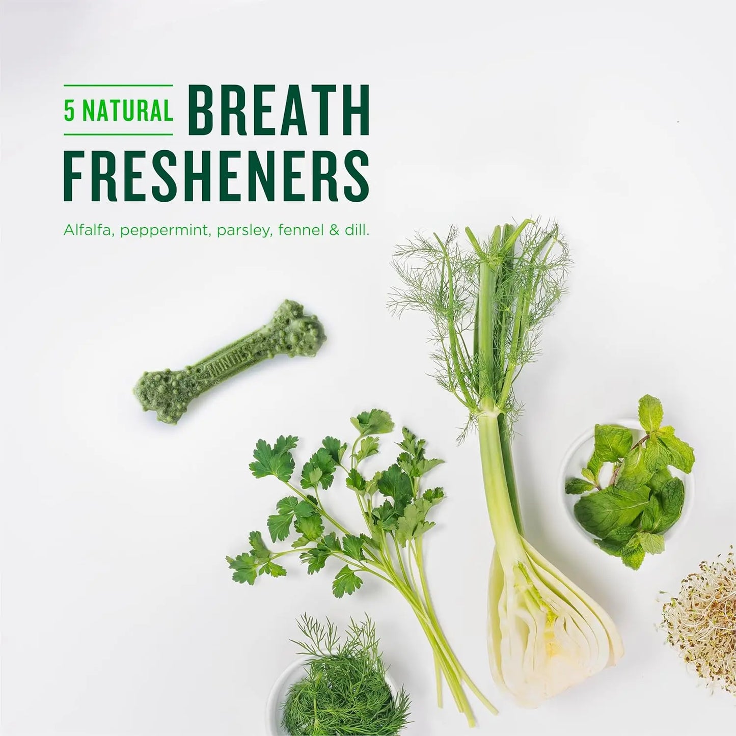 Dog Dental Chews, Vet-Recommended Mint Bones Clean Teeth, Freshen Breath & Reduce Plaque/Tartar