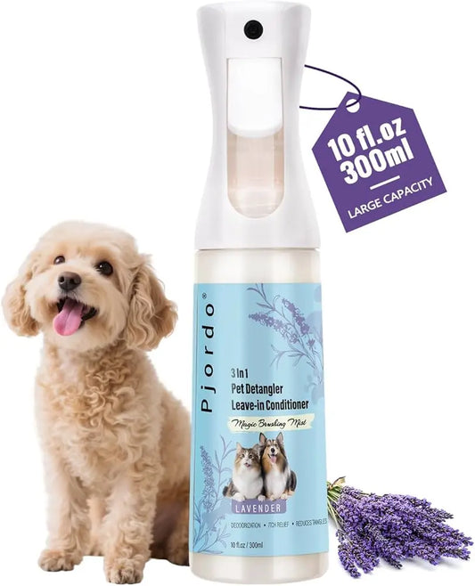 Dog Detangler Grooming Spray Leave-In Conditioner for Tangles & Shedding 10oz