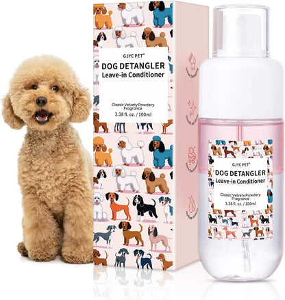 Dog Detangler & Dematting Spray Leave-In Conditioner 3.38oz Jojoba Oil 2 Scent Classic Soft Baby Powder