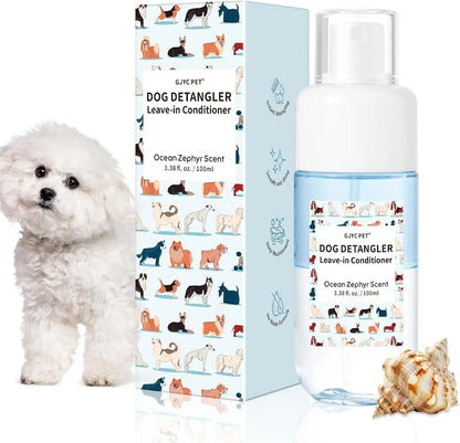 Dog Detangler & Dematting Spray Leave-In Conditioner 3.38oz Jojoba Oil 2 Scent Fresh Ocean Zephyr