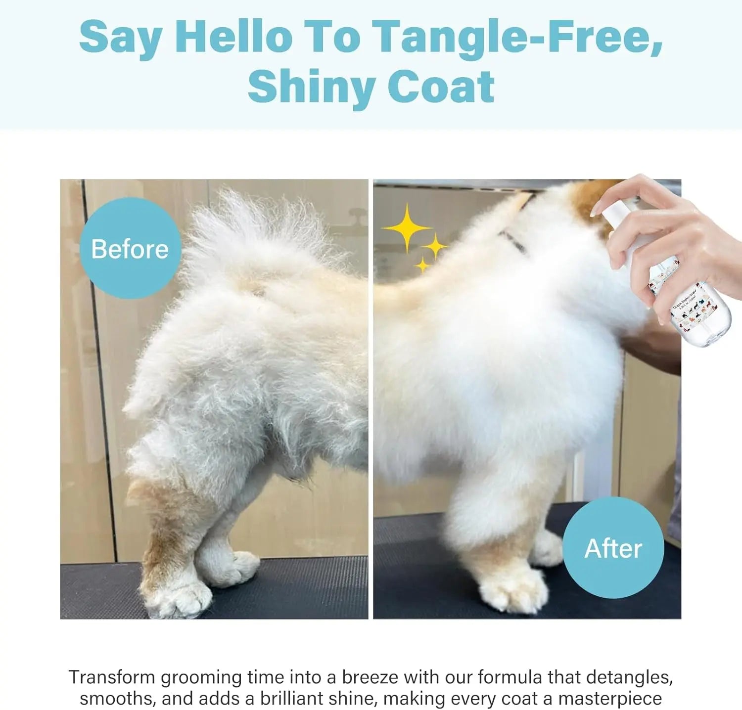 Dog Detangler & Dematting Spray Leave-In Conditioner 3.38oz Jojoba Oil 2 Scent