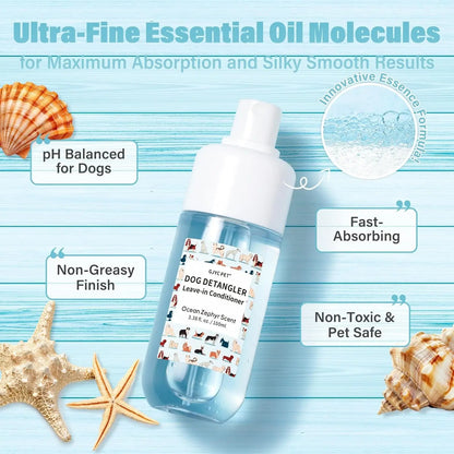 Dog Detangler & Dematting Spray Leave-In Conditioner 3.38oz Jojoba Oil 2 Scent