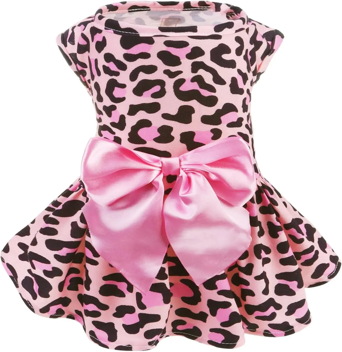 Dog Dress Cute Small Dog Outfit Cotton Puppy Clothes Breathable All Colors Pink(Leopard Print) Large