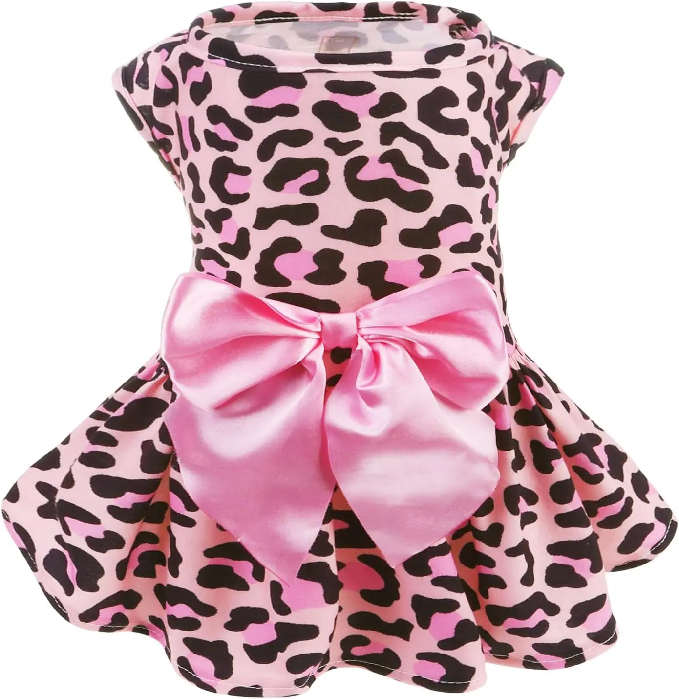 Dog Dress Cute Small Dog Outfit Cotton Puppy Clothes Breathable All Colors Pink(Leopard Print)