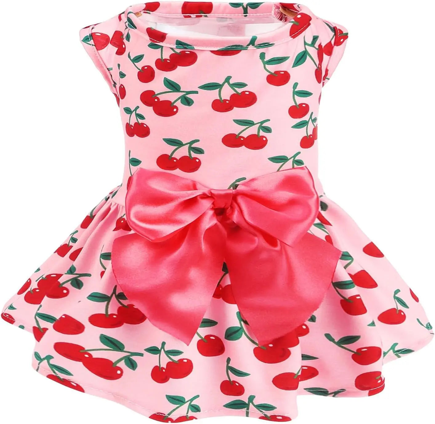 Dog Dress Cute Small Dog Outfit Cotton Puppy Clothes Breathable All Colors Pink(Cherry) Large
