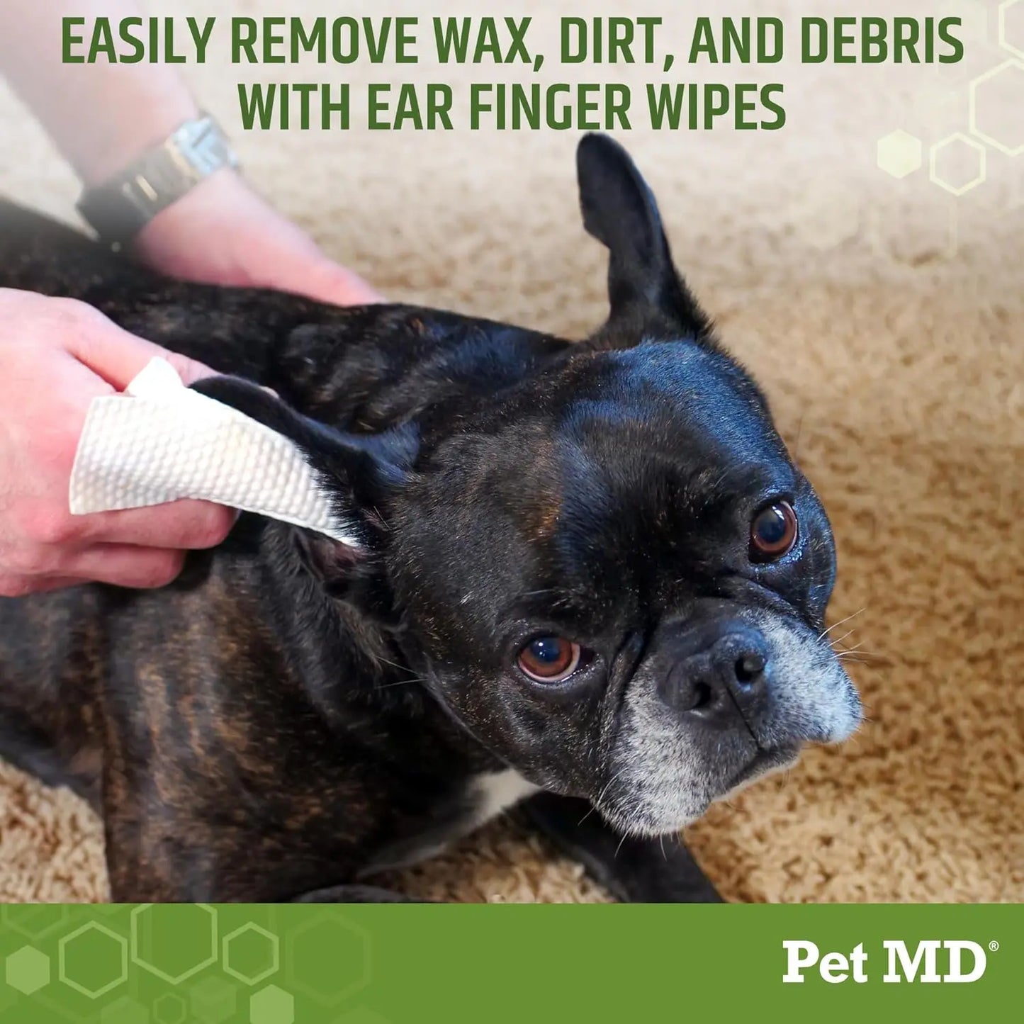 Dog Ear Cleaning Finger Wipes 50ct – Extra Coverage Design with Aloe & Eucalyptus