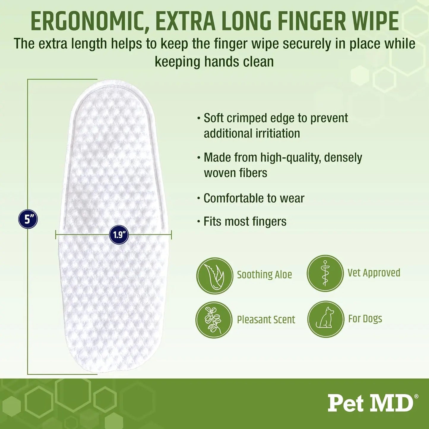 Dog Ear Cleaning Finger Wipes 50ct – Extra Coverage Design with Aloe & Eucalyptus