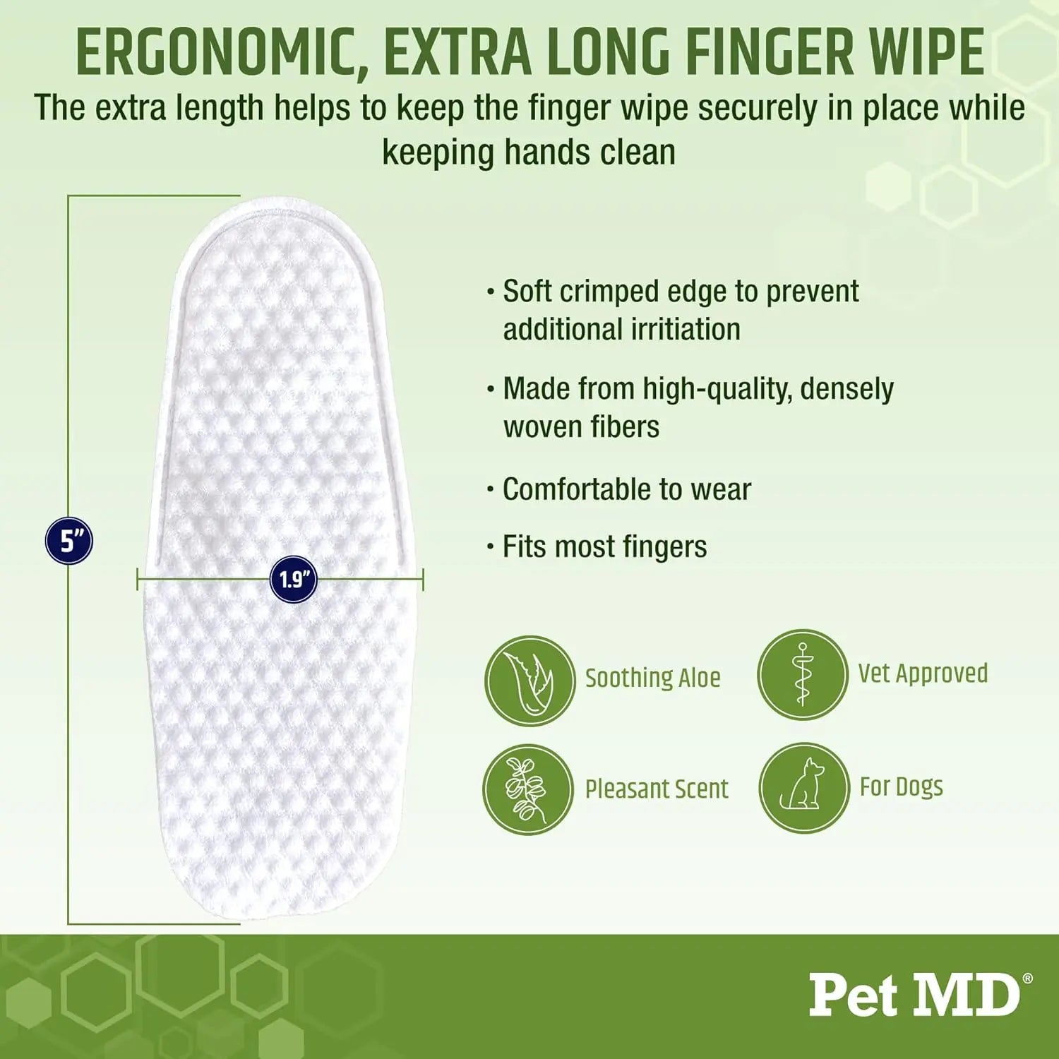 Dog Ear Cleaning Finger Wipes 50ct – Extra Coverage Design with Aloe & Eucalyptus