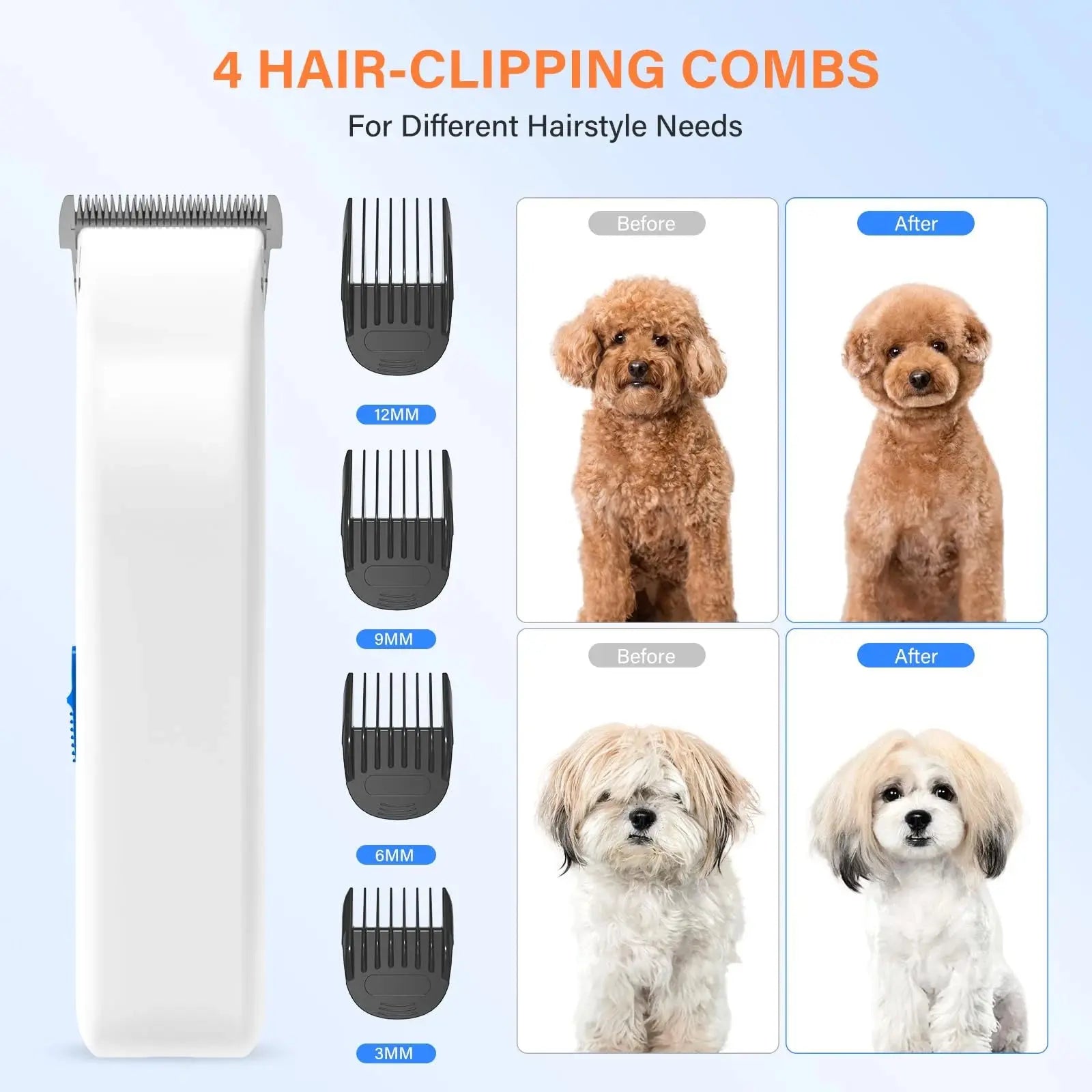 Dog Grooming Vacuum Kit 5-in-1 Clippers & Brush w/ 1.4L Dust Cup for Pets