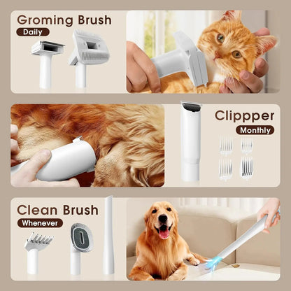 Dog Grooming Vacuum Kit – 6-in-1 Pet Hair Trimmer w/ Nail Clipper & 4L Dust Cup