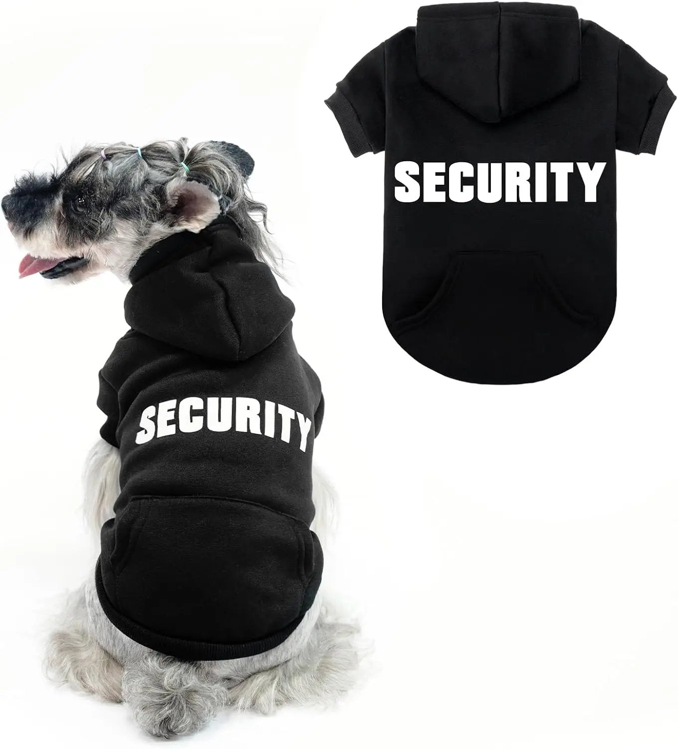 Dog Hoodie Security Fleece Sweatshirt w/ Leash Hole Warm Pet Costume for Small Dogs