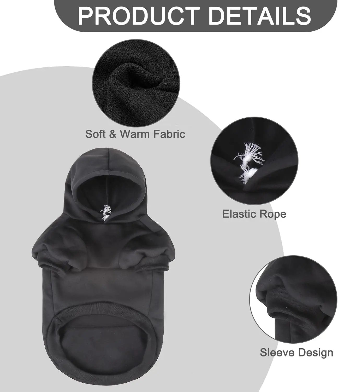 Dog Hoodie Security Fleece Sweatshirt w/ Leash Hole Warm Pet Costume for Small Dogs