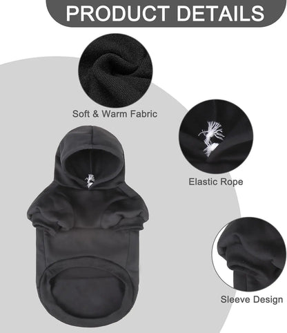 Dog Hoodie Security Fleece Sweatshirt w/ Leash Hole Warm Pet Costume for Small Dogs