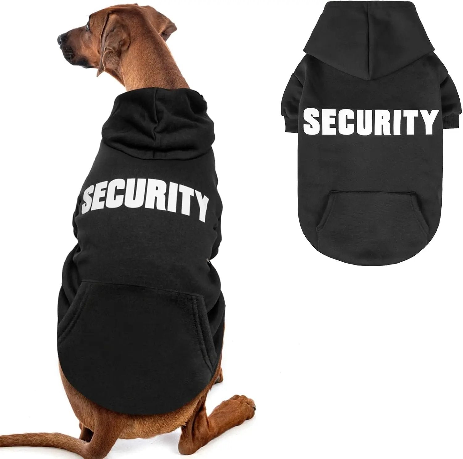 Dog Hoodie Security Fleece Sweatshirt w/ Leash Hole Warm Pet Costume for Small Dogs X-Large
