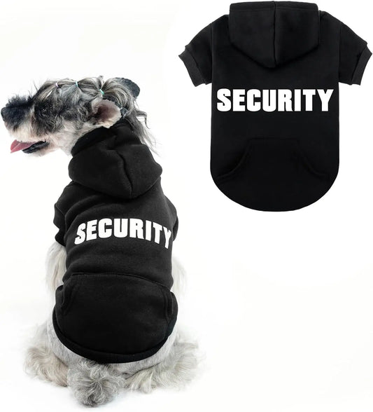 Dog Hoodie Security Fleece Sweatshirt w/ Leash Hole Warm Pet Costume for Small Dogs