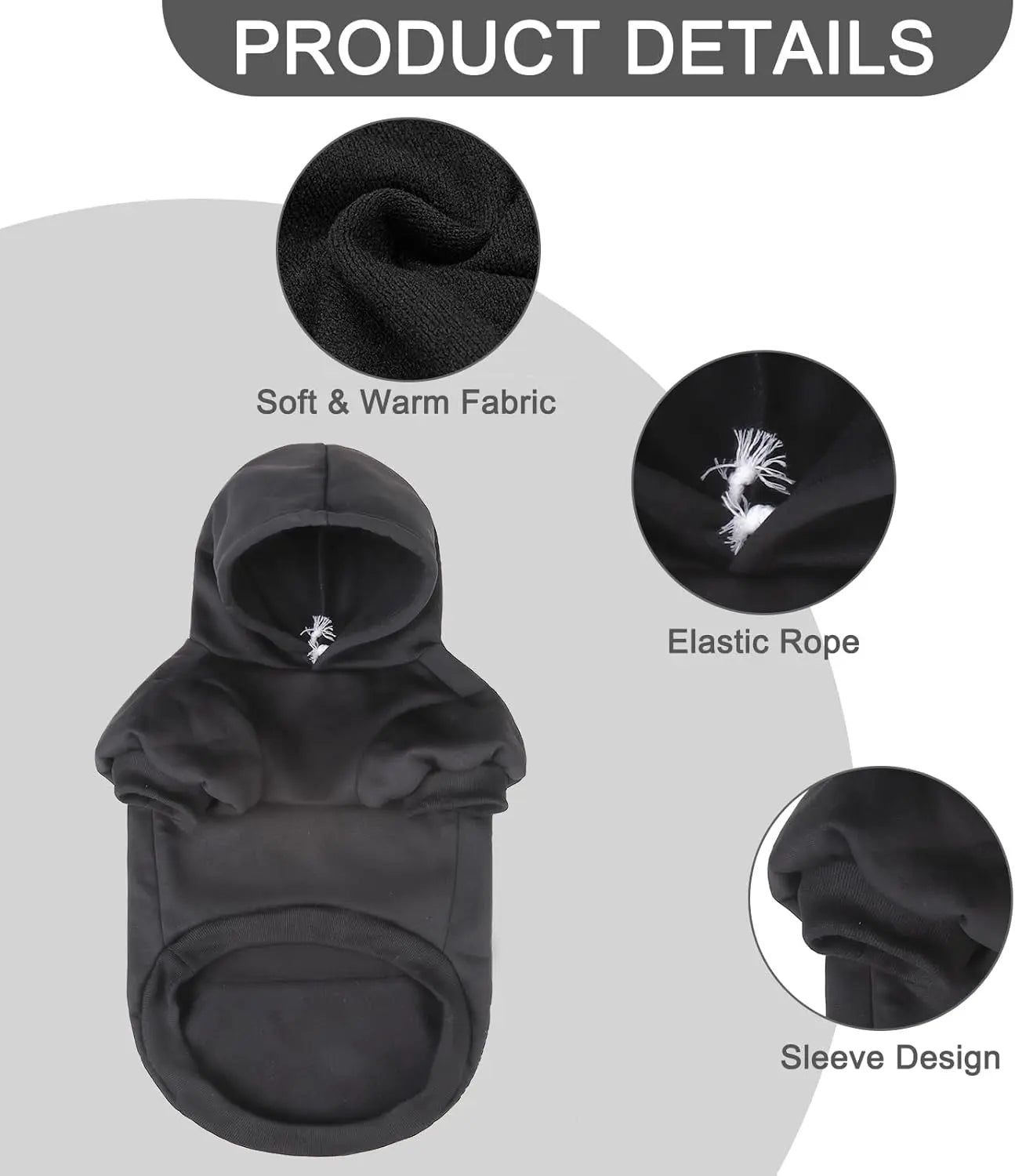 Dog Hoodie Security Fleece Sweatshirt w/ Leash Hole Warm Pet Costume for Small Dogs