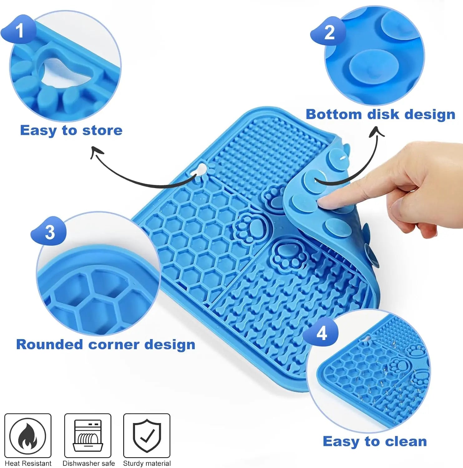 Dog Lick Mat 3-Pack, Suction Cups, Slow Feeder for Dogs & Cats, Dishwasher/Microwave Safe