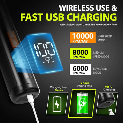 Dog Nail Grinder 3-Speed Quiet w LED Lights Professional Grooming